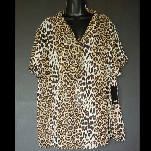 Plus Size Sheer Leopard Top - Picture 3 of 4